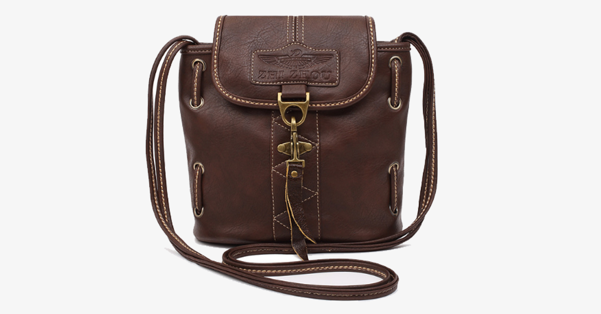 Vintage-style shoulder bags - Genuine brown leather crossbody shoulder bag - Portable handcrafted wallet