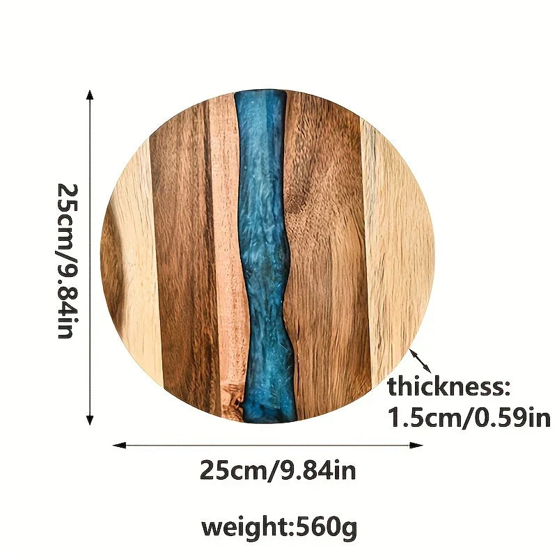 Round cutting board made of acacia wood – Versatile kitchen board for steak, snacks, and more