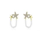 Diamond Starfish Pearl Earrings