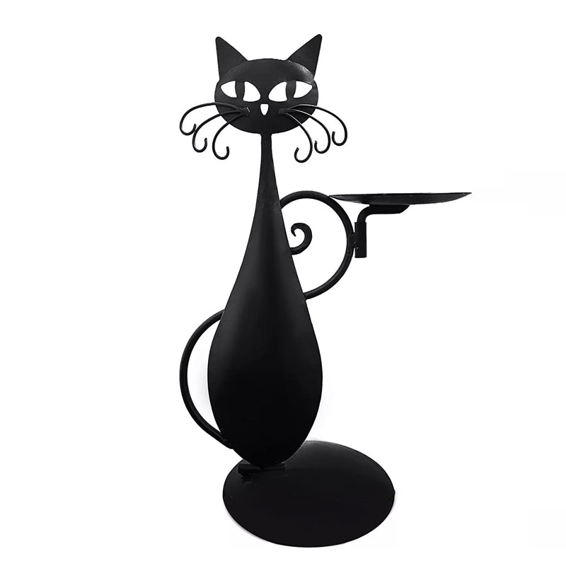 Candle holder black cat