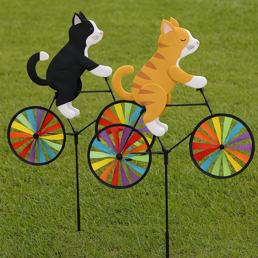 Rainbow Bicycle Cat Garden Decor