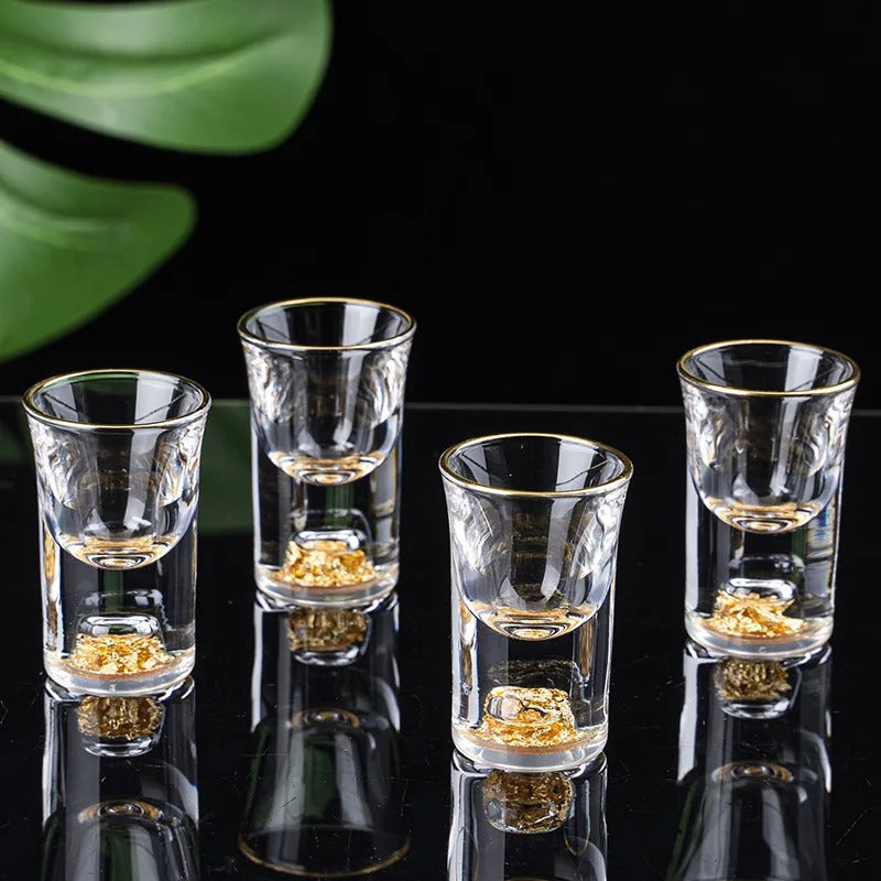 Sparkling Golden Handcrafted Drink Glassses Set