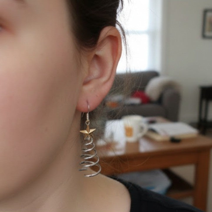 Spiral Christmas Tree Dangle Earrings