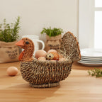 Handcrafted Natural Woven Turkey Shape Basket
