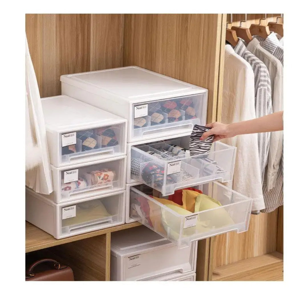 Modular Sliding Storage Box, Stackable Drawer Design