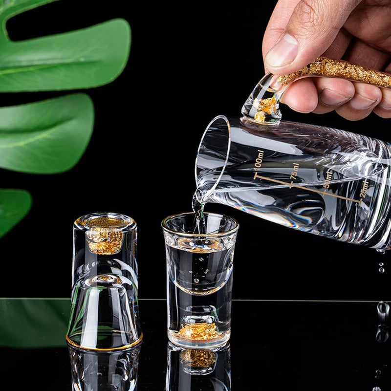 Sparkling Golden Handcrafted Drink Glassses Set