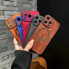 Luxury Deer Leather Apple iPhone Case | Magnetic Phone Case, Wireless Case, MagSafe, Wireless Charging, Protective Case, Cover for iPhone 15, 14, 13 Pro Max Plus