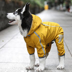 Stylish waterproof adjustable reflective stripe dog rain jacket with hood