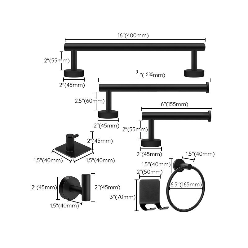 Matt Black Bathroom Accessory Set Stainless Steel Towel Bar/Paper Holder/Bath Towel Hook