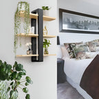 NordWood Wall Shelf | Solid Pine | 3 Levels | Space-saving & Decorative | Natural Wood