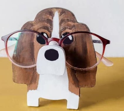 Wooden glasses stand with animals