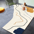Retro Abstract Line Art Rug Multicolored Mid-Century Rug Synthetic Washable Stain Resistant Non-Slip Rug for the Living Room
