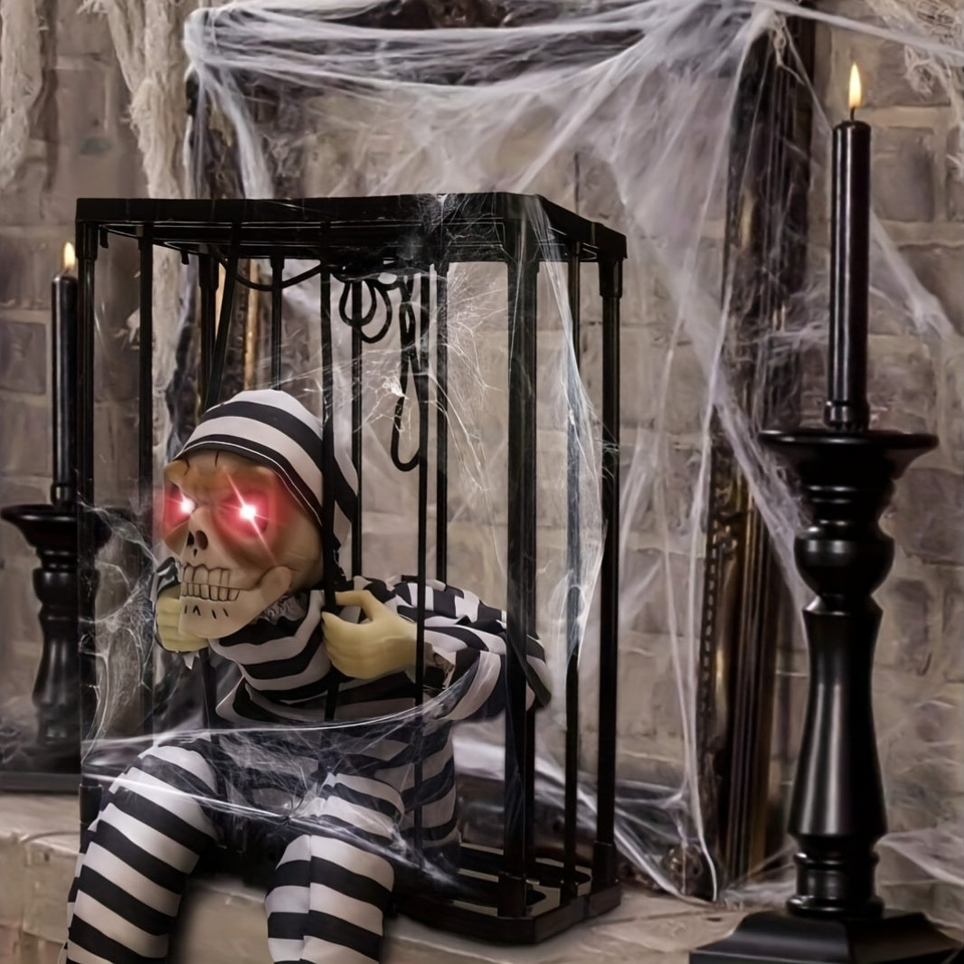 TerrorBone Animated Screaming Skeleton – Hanging Halloween Prop with Motion Sensor