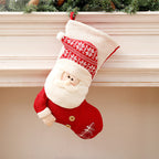 Large Red White Knitted Christmas Stocking