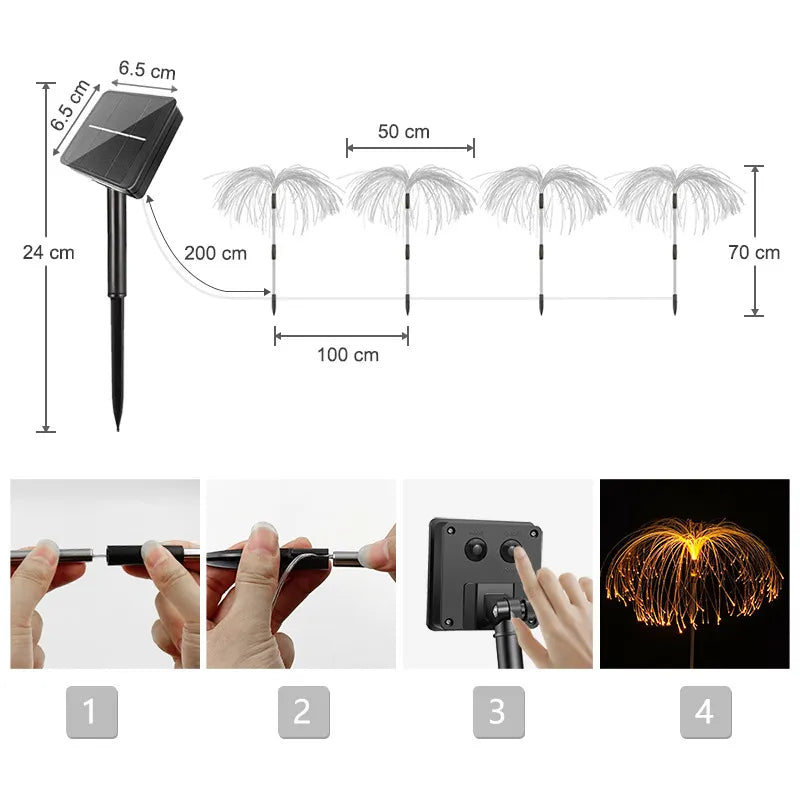 Solar Garden Light with Color Change – LED Lawn Light for Garden & Terrace, Firework Design