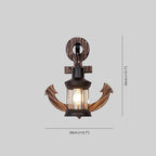 Rustic Wood Anchor Wall Lamp with Lantern