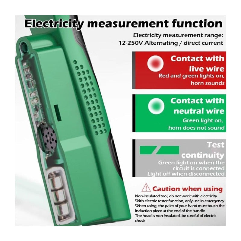 8-in-1 Wire Stripping Tool with Built-In Voltage Detector – Cut, Twist, Test, and Strip in One