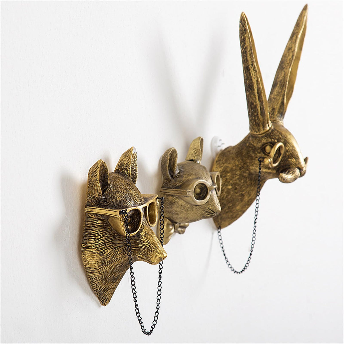 Resin Animal Head Wall Sculptures with Hand-Painted Details