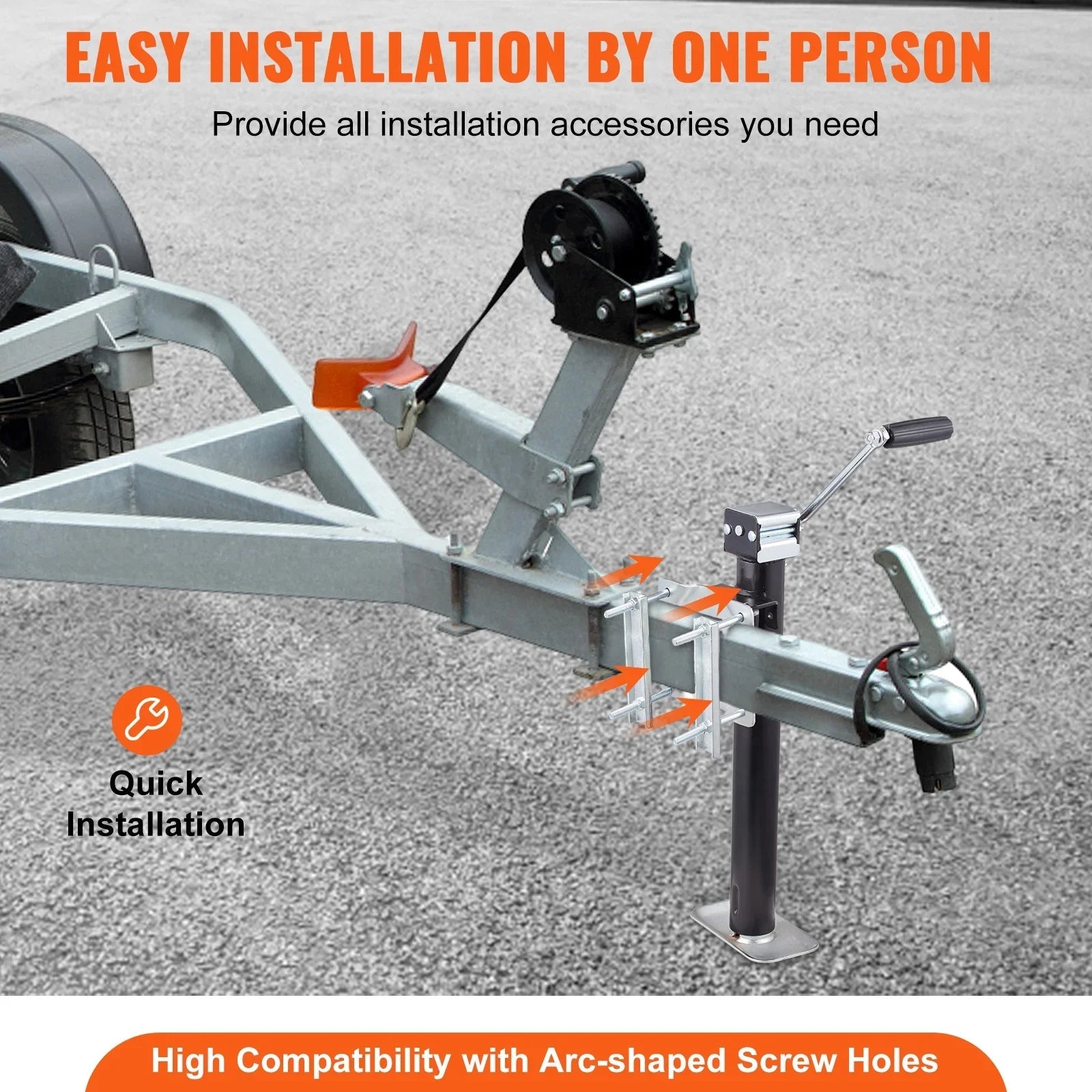 Heavy-Duty A-Frame Trailer Jack with Drop Leg, 5000 lb Capacity