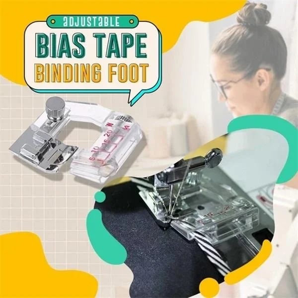 Adjustable Bias Tape Binding Foot | Sewing Machine Presser Foot | Transparent Guide | 0.5–2cm