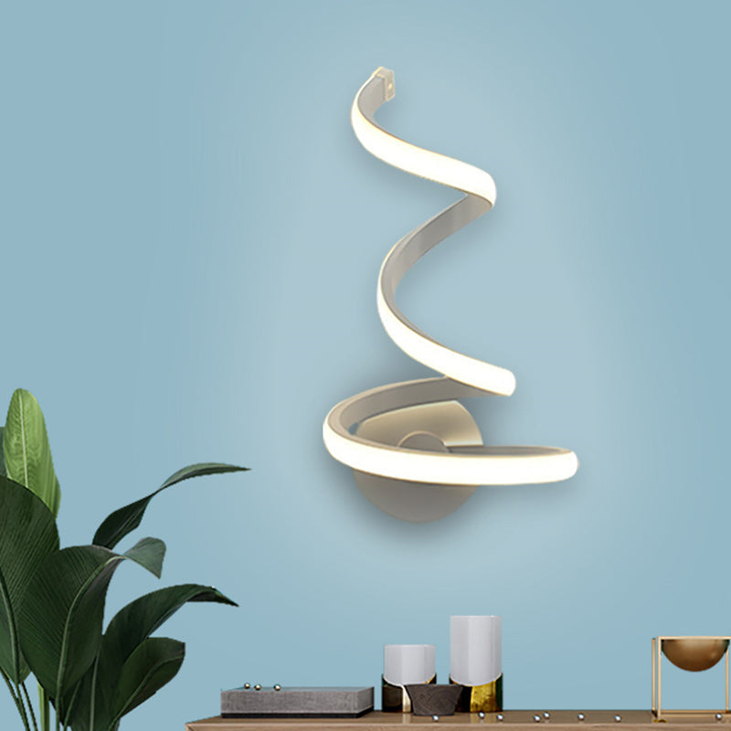 LED Dining Room Wall Light Modernist White Wall Mounted Lamp with Spiral Acrylic Shade