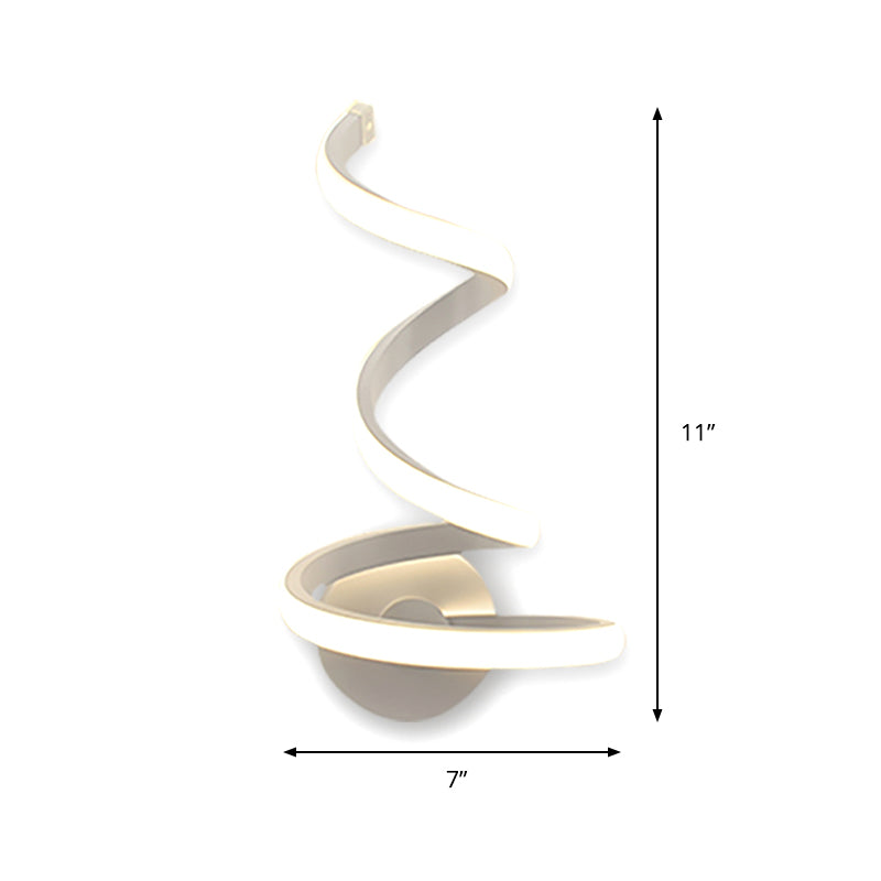 LED Dining Room Wall Light Modernist White Wall Mounted Lamp with Spiral Acrylic Shade