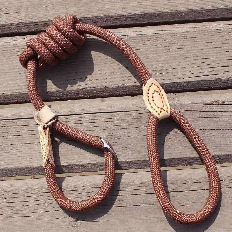 Robust dog leash made from climbing rope for maximum safety