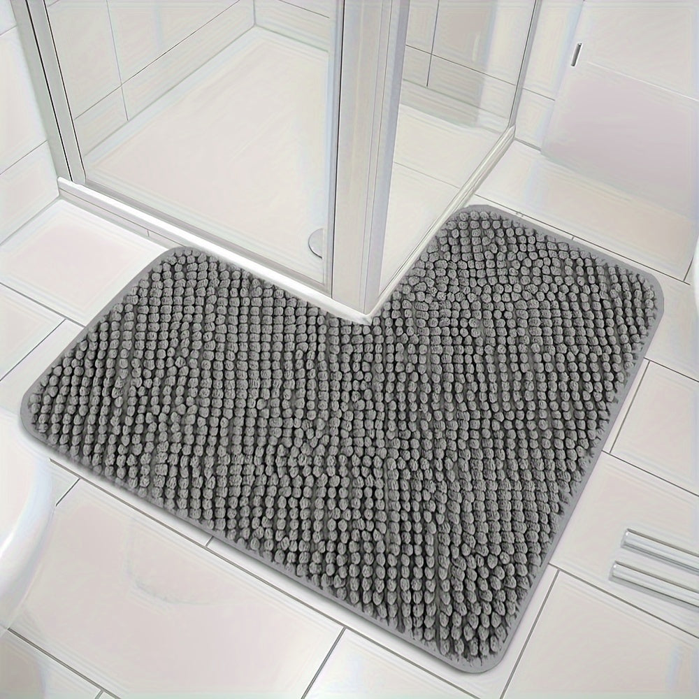 HoekZacht L-shaped Shower Mat – Plush Non-Slip Bath Mat with High Absorbency