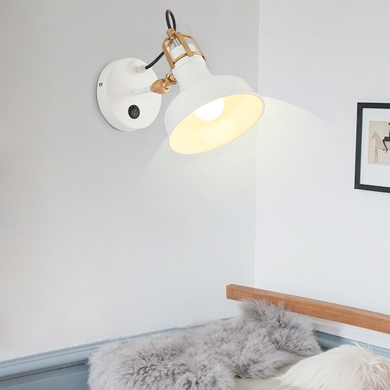White Barn Wall Sconces Lighting Contemporary Metallic 1 Light Wall Mounted Fixture with Switch