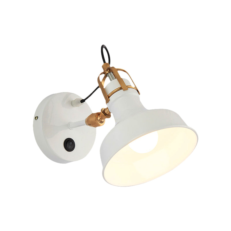 White Barn Wall Sconces Lighting Contemporary Metallic 1 Light Wall Mounted Fixture with Switch