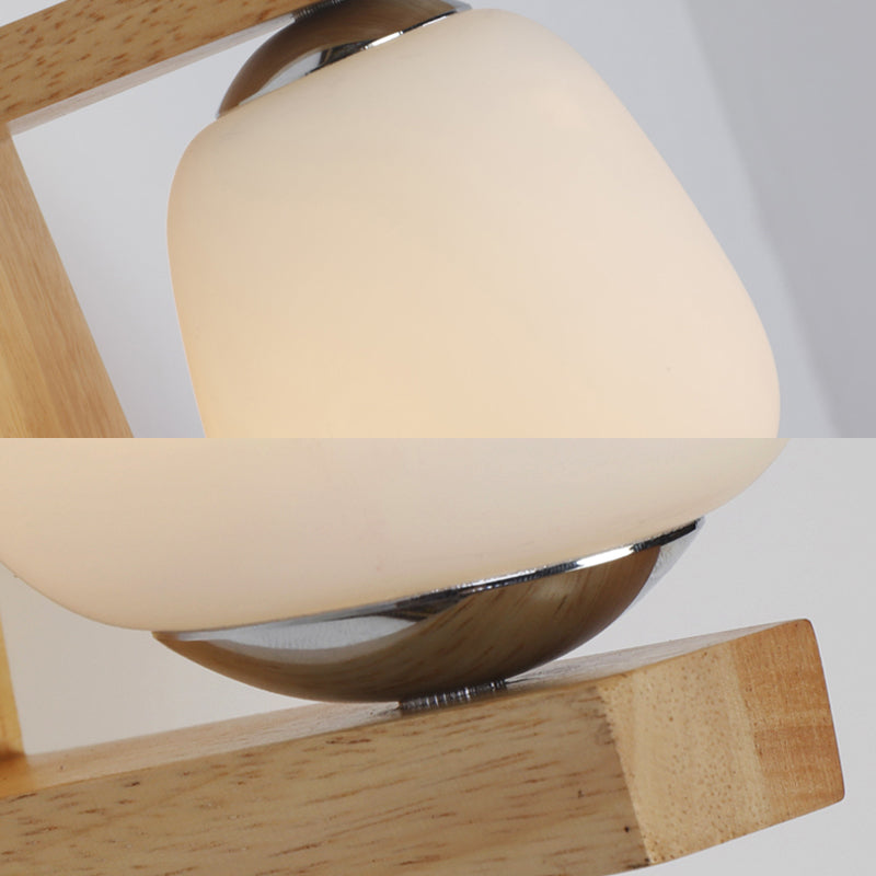 Milk Glass Mini Wall Mounted Lighting Nordic Style 1 Light Indoor Wall Light made of Wood for the Bedroom