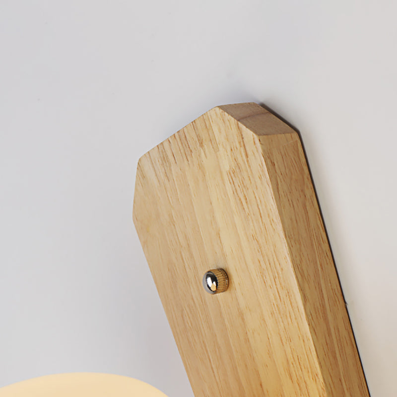 Milk Glass Mini Wall Mounted Lighting Nordic Style 1 Light Indoor Wall Light made of Wood for the Bedroom