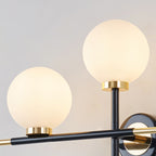 Milk glass orb wall light with cross design 2 lights modern black and brass wall light