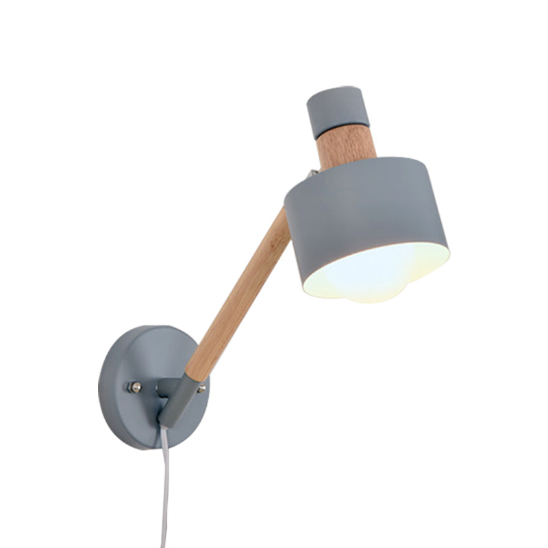 5.5"/6"/7" W Armed Wall Sconce Minimalism Metal 1 Main Wall Mount Lighting in Gray for Living Room