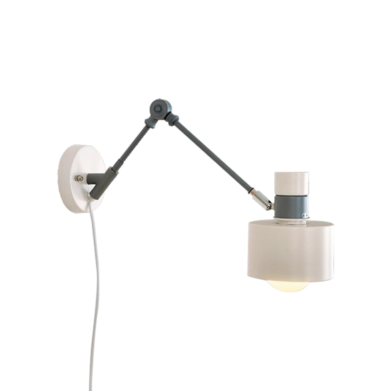 5.5"/6"/7" W Armed Wall Sconce Minimalism Metal 1 Main Wall Mount Lighting in Gray for Living Room