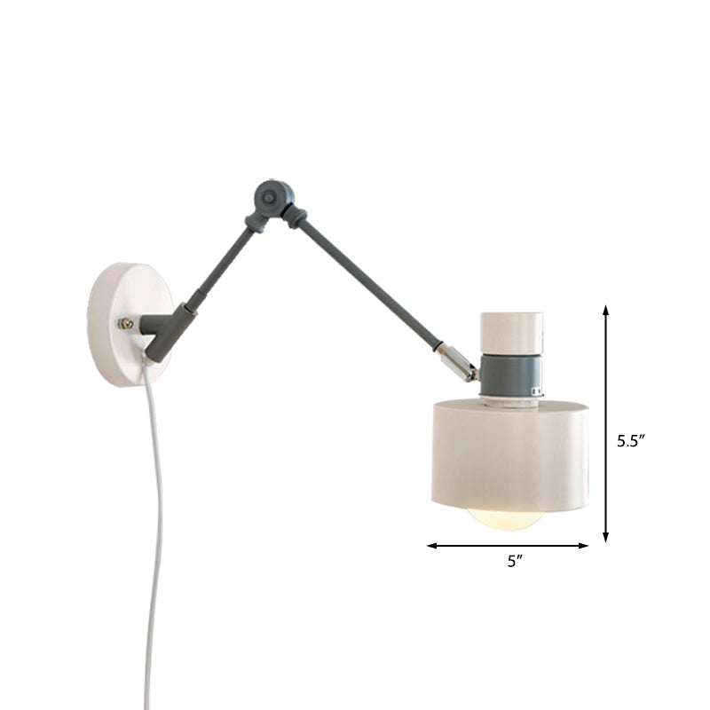 5.5"/6"/7" W Armed Wall Sconce Minimalism Metal 1 Main Wall Mount Lighting in Gray for Living Room