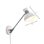5.5"/6"/7" W Armed Wall Sconce Minimalism Metal 1 Main Wall Mount Lighting in Gray for Living Room