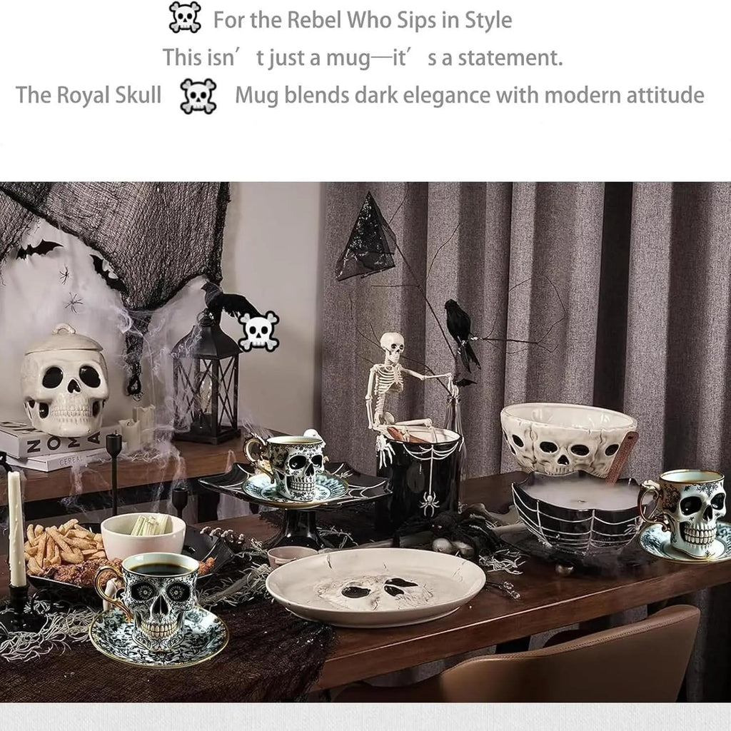Gothic Skull Decorative Mug Noctura – Artistic Hand-Painted Skull Decoration