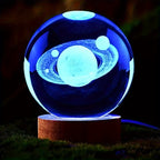 LumiSphere - Luxury 3D Crystal Table Lamp with Wooden Base