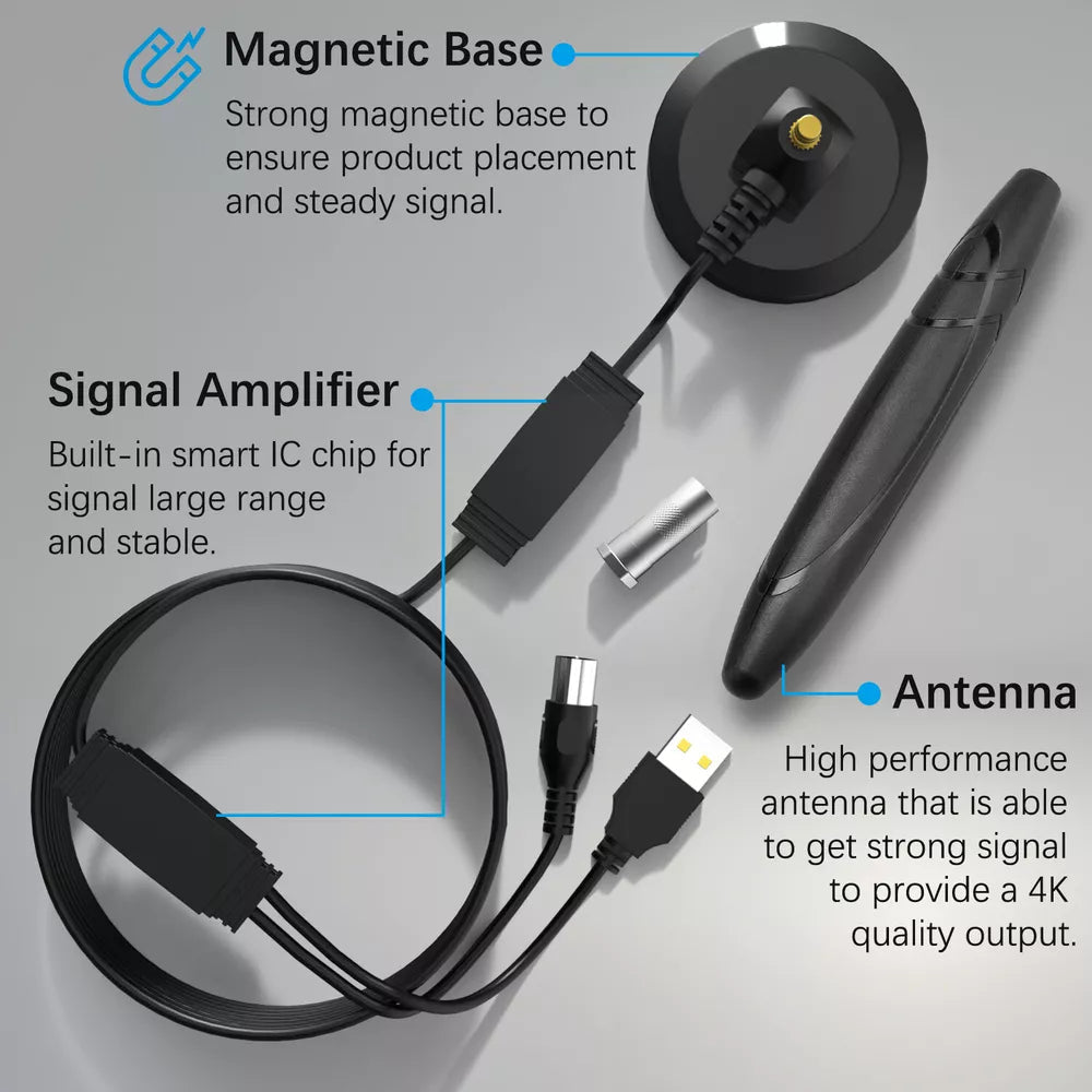 HDTV 4K Magnetic Digital Antenna High-Performance Indoor Antenna with Amplifier