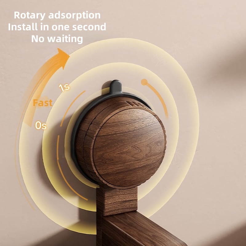 Walnut Wood Toilet Paper Holder – Hole-free with Suction Cup