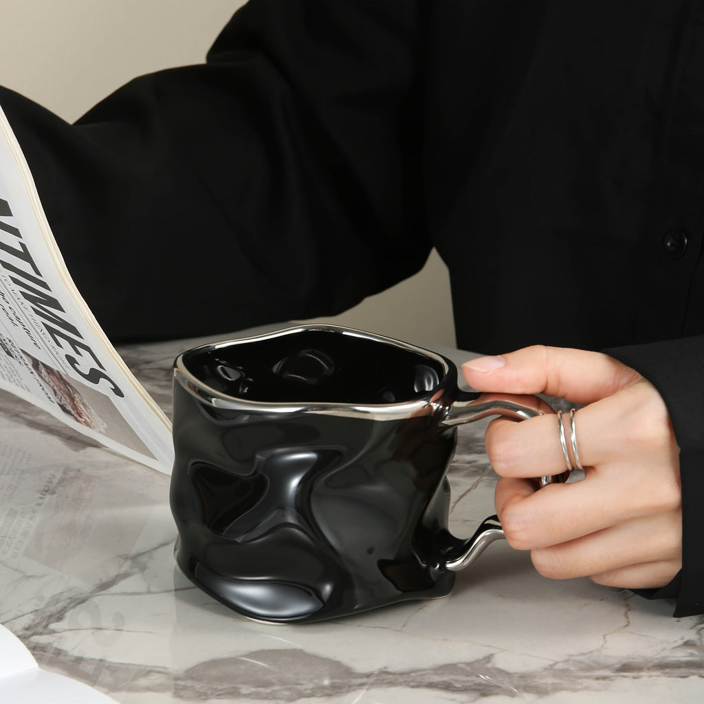 CreArt Mug – Handmade Ceramic Coffee Mug with Unique Crinkled Design