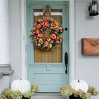 Autumn Door Wreath | Rustic Peony & Pumpkin Design | Handcrafted Fall Decoration