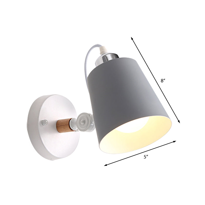 Gray/White/Pink/Yellow/Blue/Green Cone Wall Lamp Minimalist Metal 1 Light Wall Mount Lamp for Nightstand