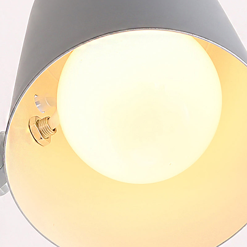 Gray/White/Pink/Yellow/Blue/Green Cone Wall Lamp Minimalist Metal 1 Light Wall Mount Lamp for Nightstand