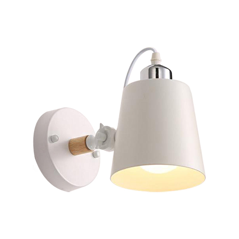 Gray/White/Pink/Yellow/Blue/Green Cone Wall Lamp Minimalist Metal 1 Light Wall Mount Lamp for Nightstand