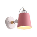 Gray/White/Pink/Yellow/Blue/Green Cone Wall Lamp Minimalist Metal 1 Light Wall Mount Lamp for Nightstand