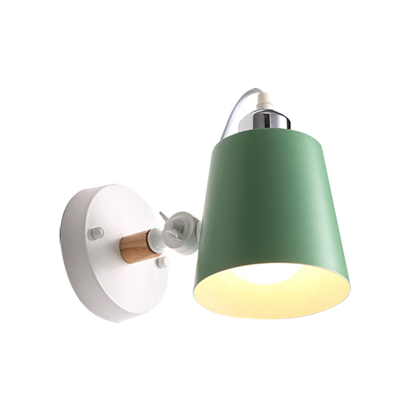 Gray/White/Pink/Yellow/Blue/Green Cone Wall Lamp Minimalist Metal 1 Light Wall Mount Lamp for Nightstand