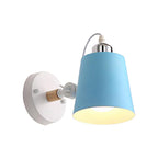 Gray/White/Pink/Yellow/Blue/Green Cone Wall Lamp Minimalist Metal 1 Light Wall Mount Lamp for Nightstand