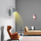Modern Cone Wall Light 1 Light Wall Mounted Lighting with Metal Shade and Pull Chain in Pink/Yellow/Blue/Green